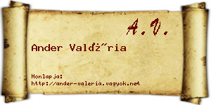 Ander Valéria névjegykártya